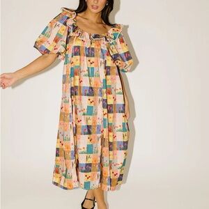 Colorful Patchwork Ruffle Dress